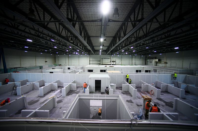 Временный госпиталь для пациентов с COVID-19 на территории выставочного центра «Сокольники».